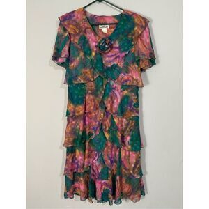 Ann Hobbs for Cattiva Vintage Tiered Ruffle Rosette Fairy Dress 12